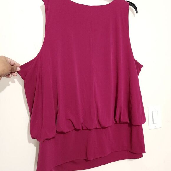 Lane Bryant Sleeveless Top Womens 22/24 Relaxed Elastic Waist Dark Fuchsia Color - Picture 3 of 8